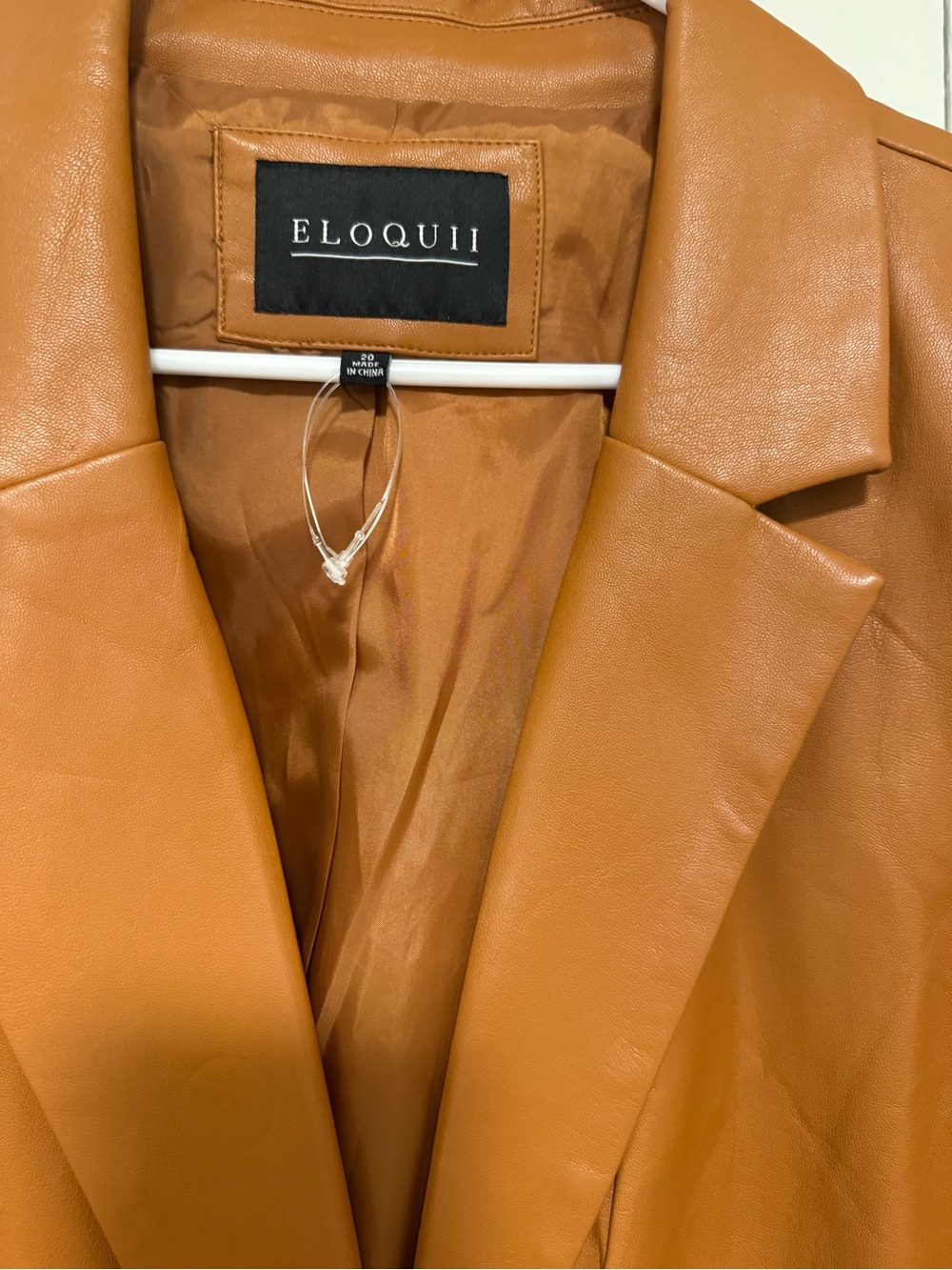 Eloquii Tan Faux Leather Long Blazer - Picture 3 of 3